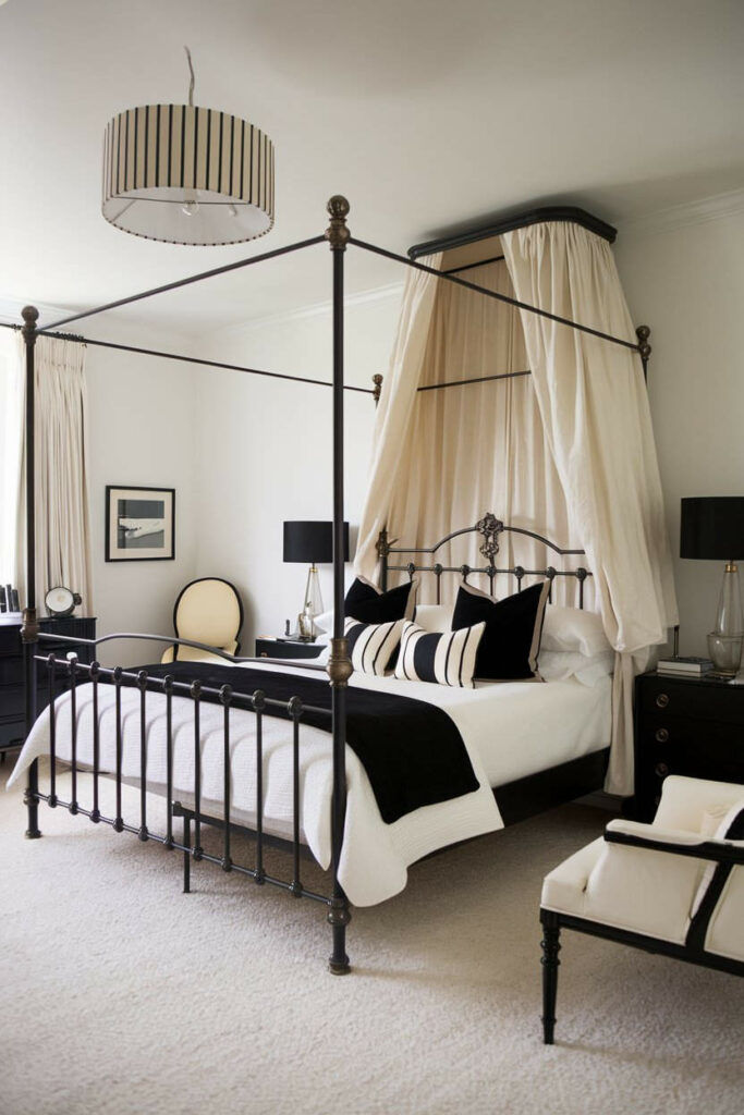 1. A Cozy Black and Cream Bedroom Design Ideas