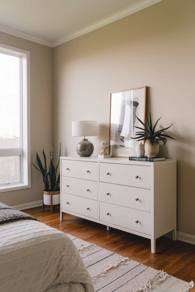 10. Sunlit White Bedroom Dresser