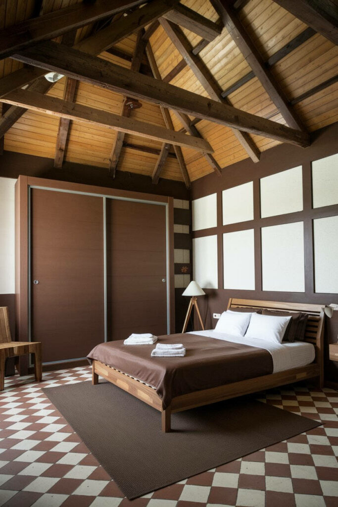 11. Wooden Ceiling Modern Brown Bedroom