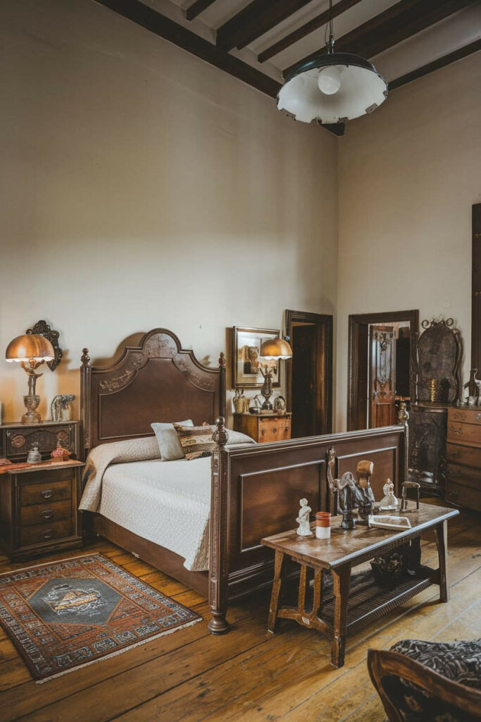 12. Antique Furniture Brown Bedroom