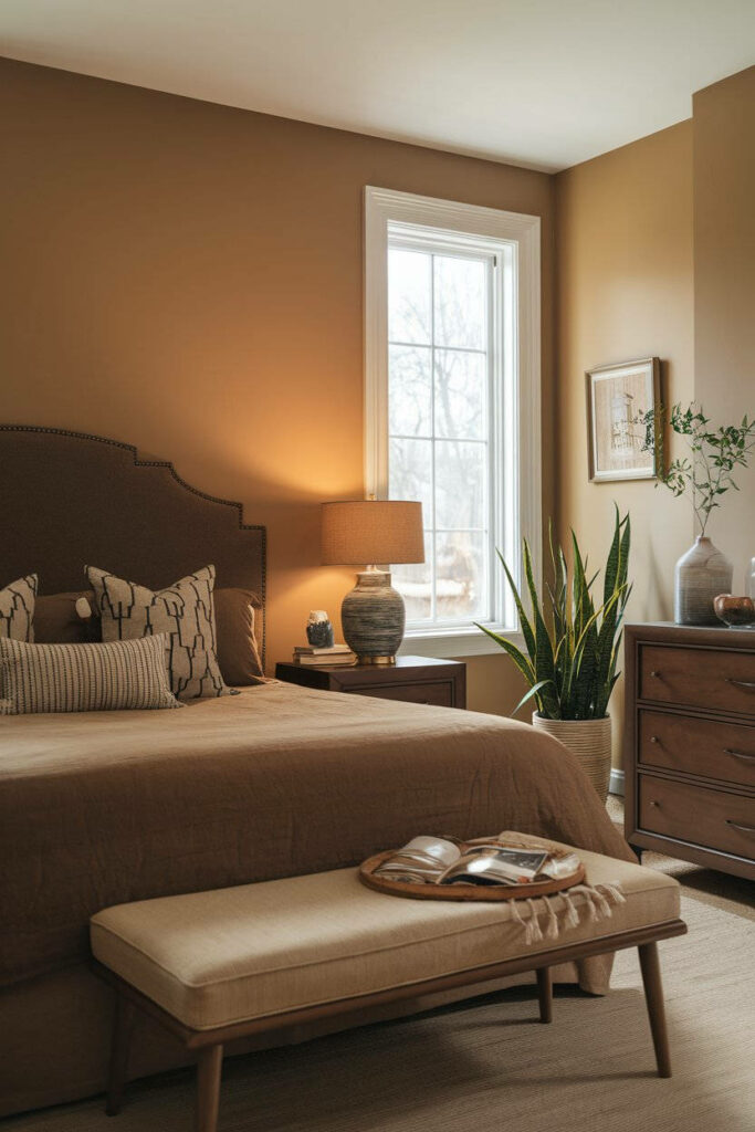 13. Cozy Contemporary Brown Bedroom