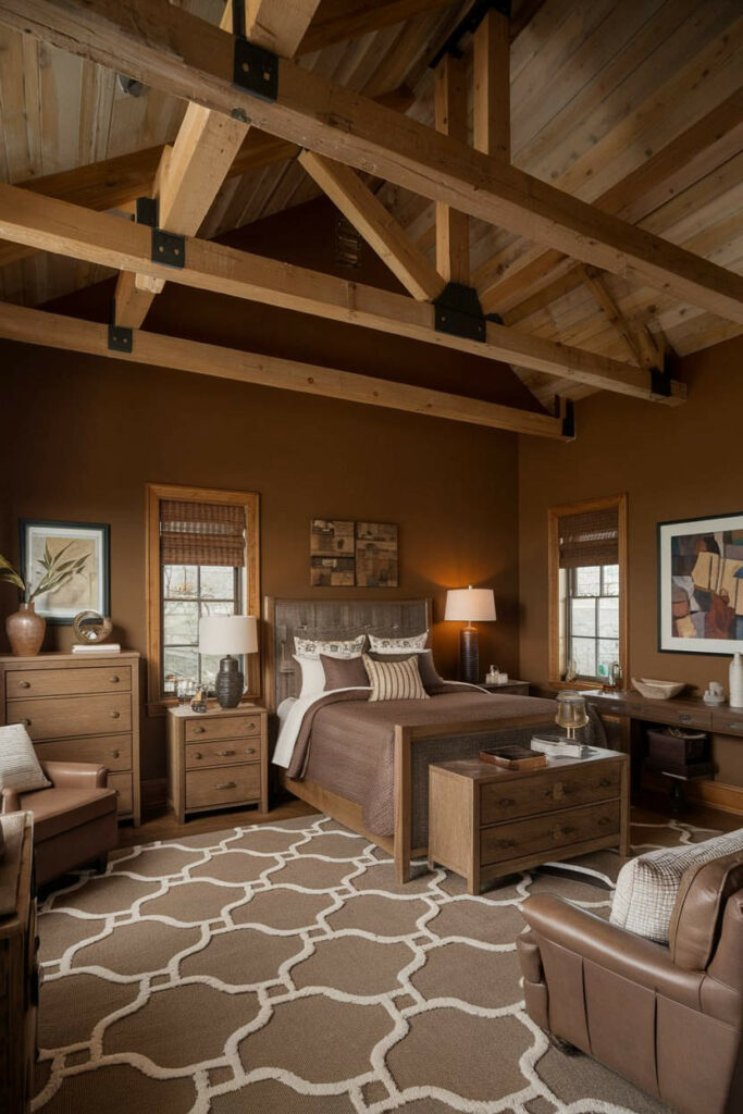 14. Layered Texture Brown Bedroom