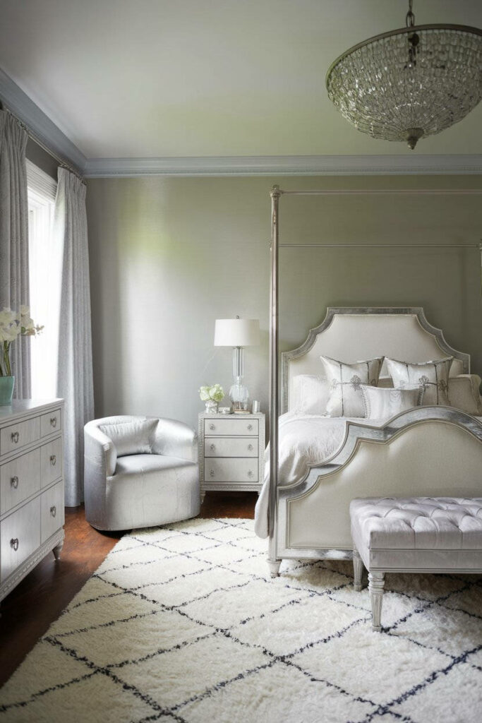 15. Elegant Silver-Themed Bedroom with Luxurious Accents