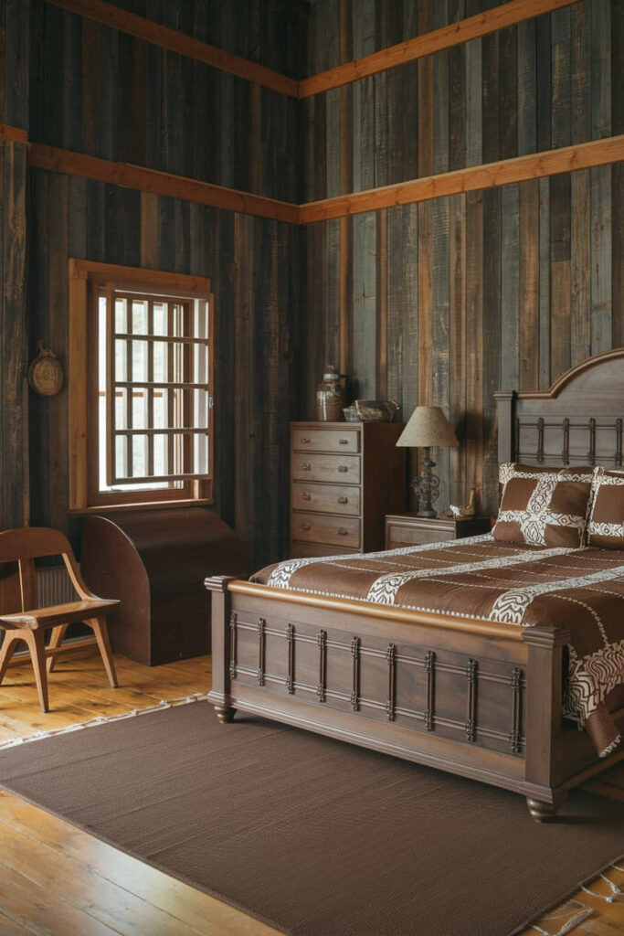 18. Wooden Panel Brown Bedroom