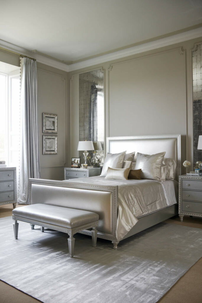 3. Metallic Silver Bedroom Design