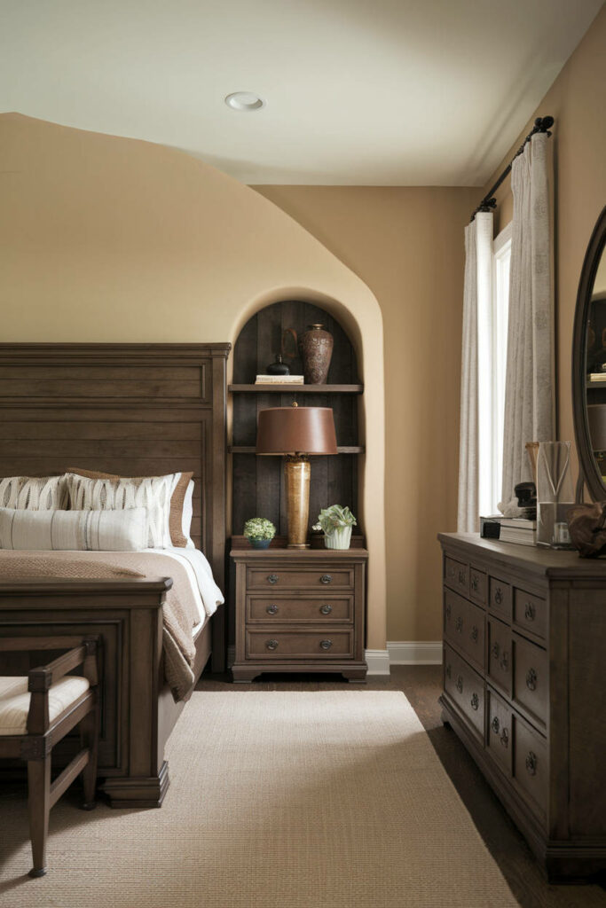 3. Rustic Wooden Headboard Bedroom