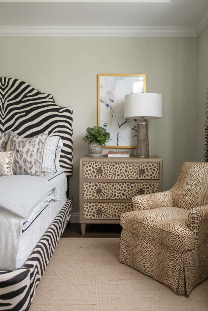 1. Zebra Elegance with a Touch of Cheetah Bedroom Design