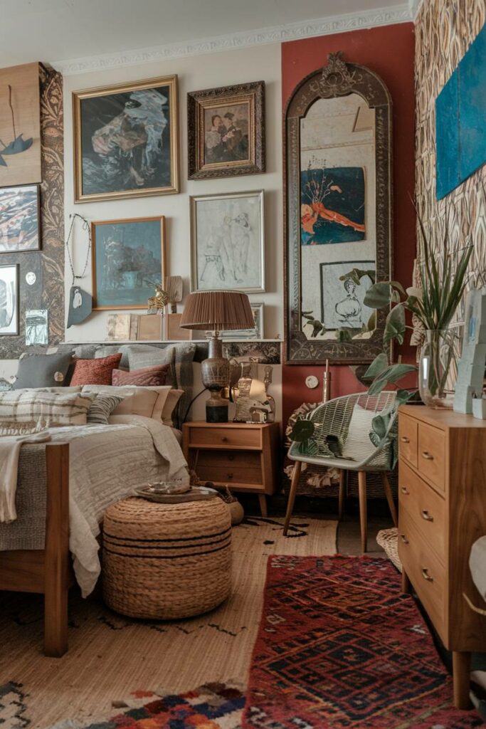 13. Cozy Art-Filled Eclectic Bedroom Design