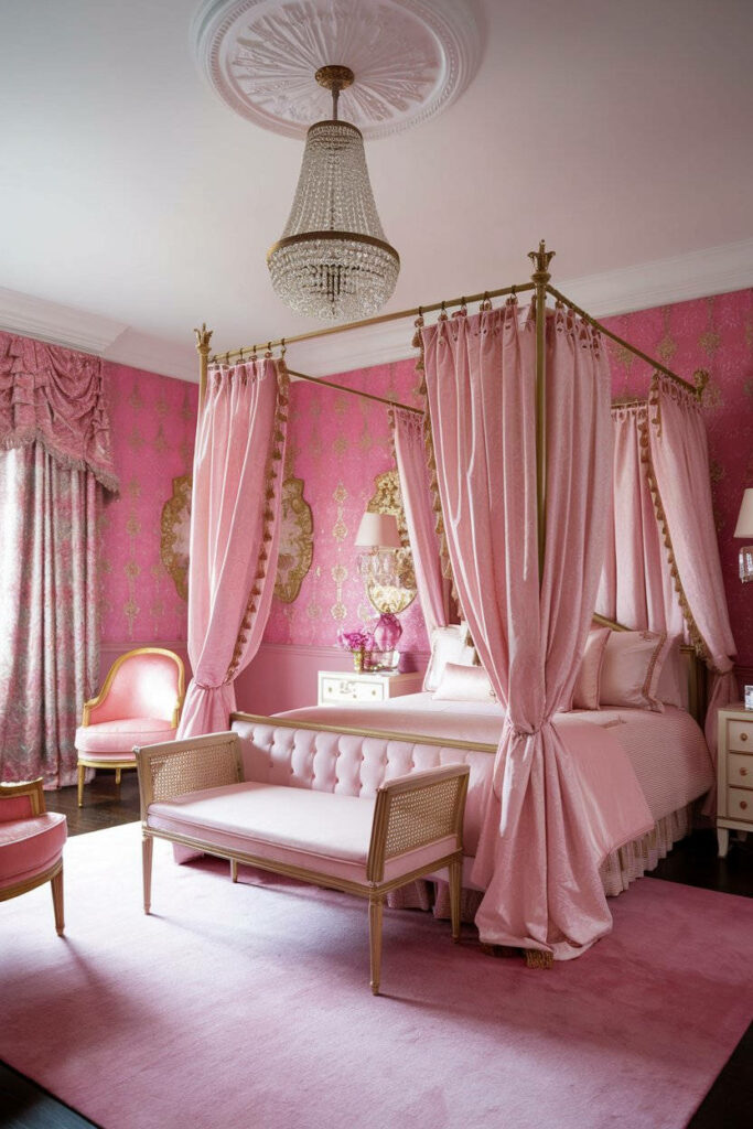 13. Gold Accented Boudoir Bedroom Design