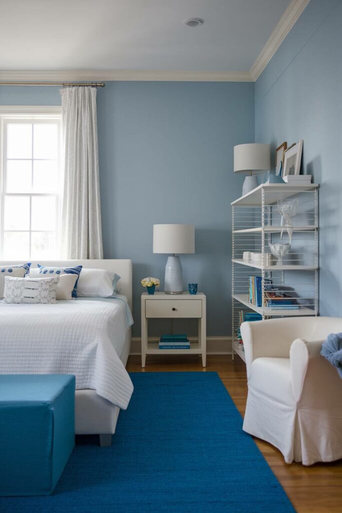 16. Light Blue and Wood Modern Blue Bedroom Design