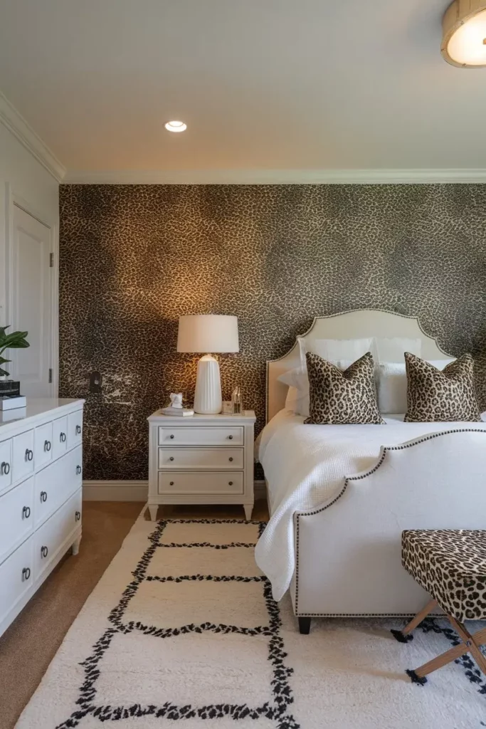 17. Black and White Leopard Chic Bedroom Design