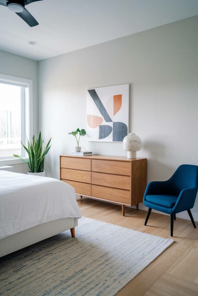 17. Blue Chair Modern Bedroom Design