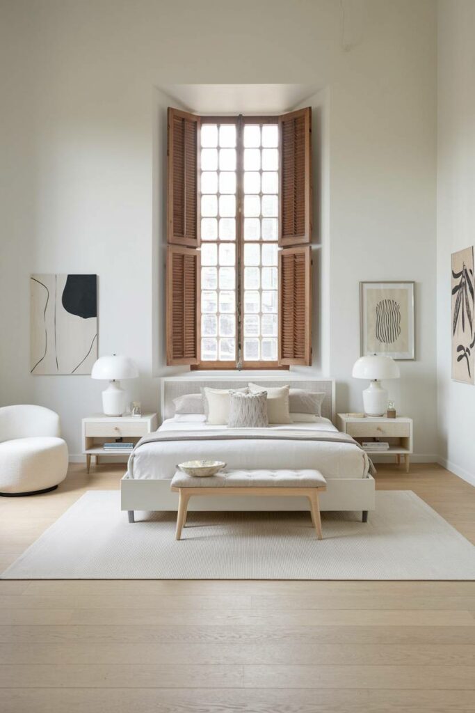 19. White and Wood Modern Bedroom Design