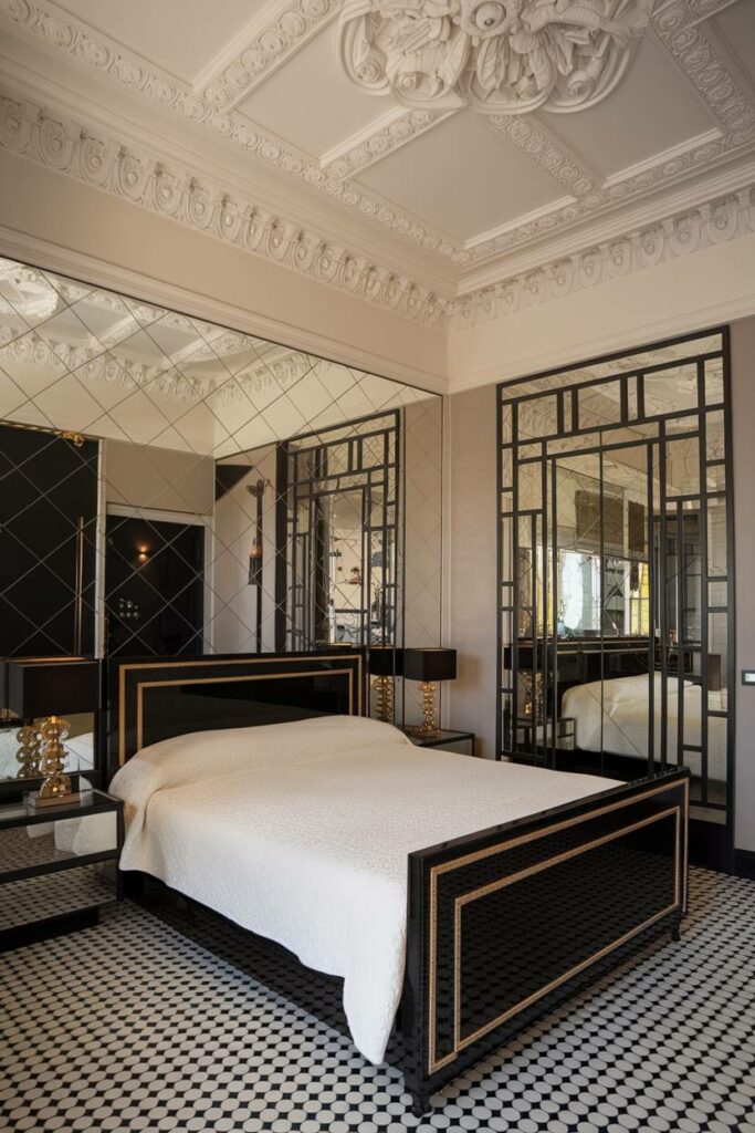 2. Geometric Symphony Art Deco Bedroom Design