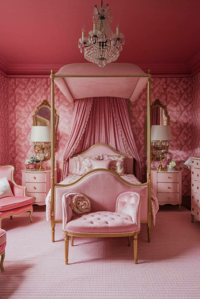 3. Floral Vintage Boudoir Bedroom Design