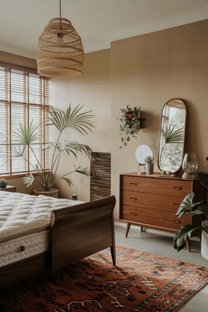 3. Mid-Century Modern Mix Eclectic Bedroom Design