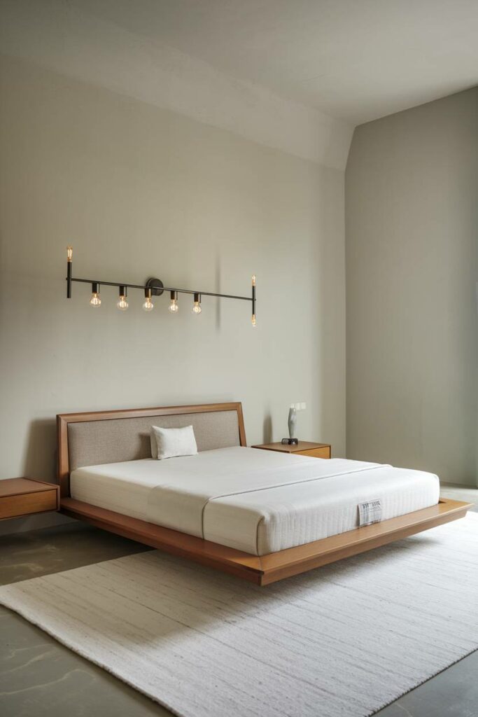 3. Sleek Light Fixture Modern Bedroom Design