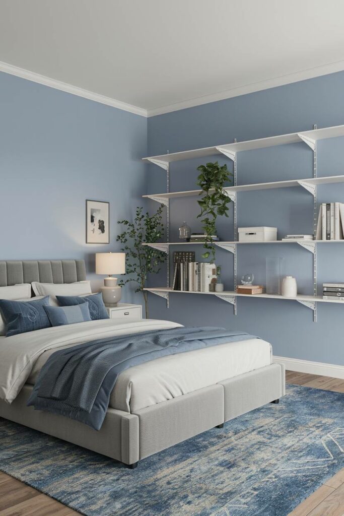 5. Light Blue and Gray Harmony Blue Bedroom Design