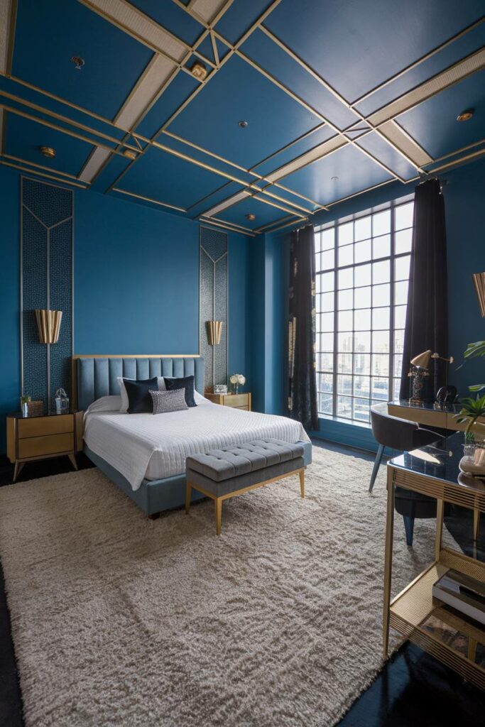 8. Bold and Glamorous Art Deco Bedroom Design