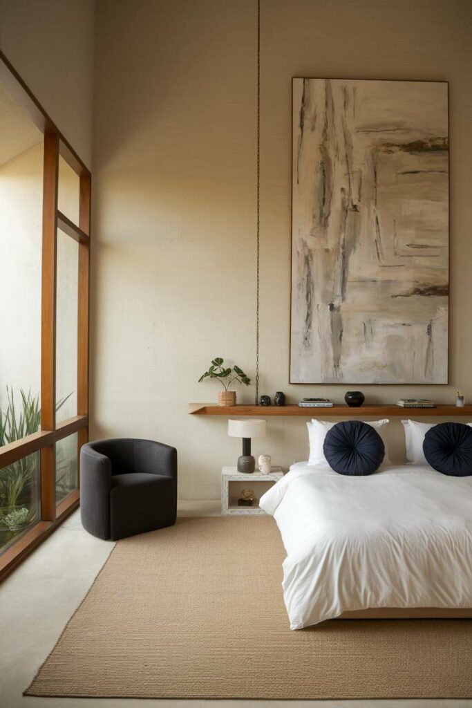 8. Cozy Neutral Modern Bedroom Design