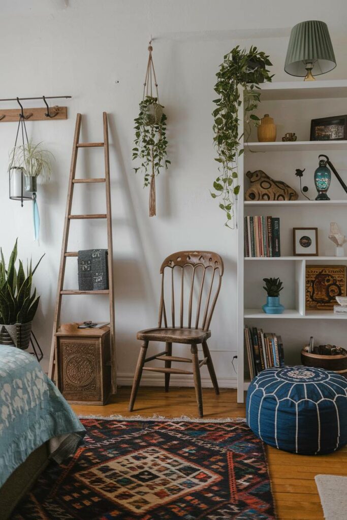 8. Rustic and Cozy Eclectic Bedroom Design