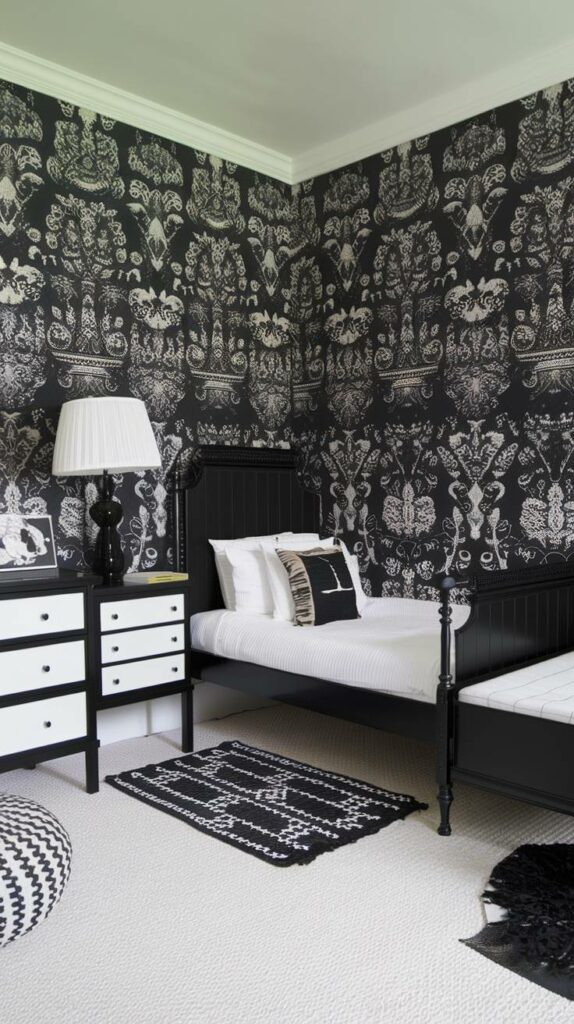 10. Black and White Themed Decor Black Bedroom