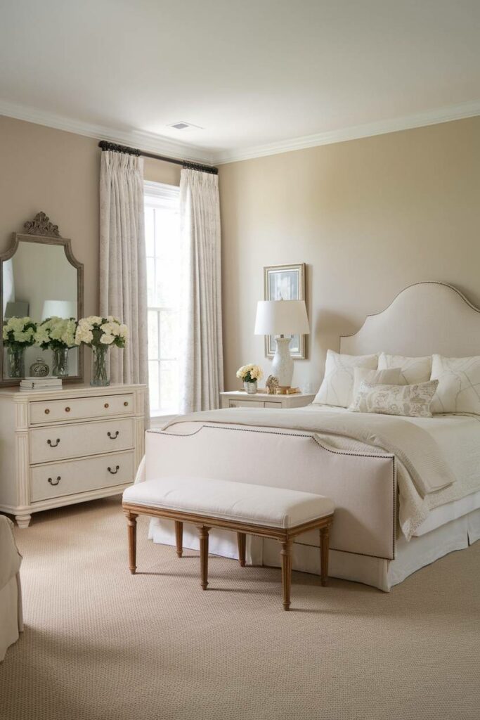 10. Neutral Color Palette Traditional Bedroom Design