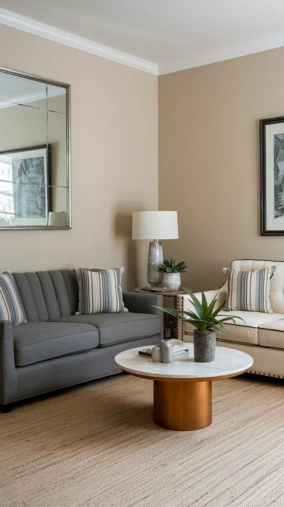 11. Beige and Grey Blend Grey Settee Living Room