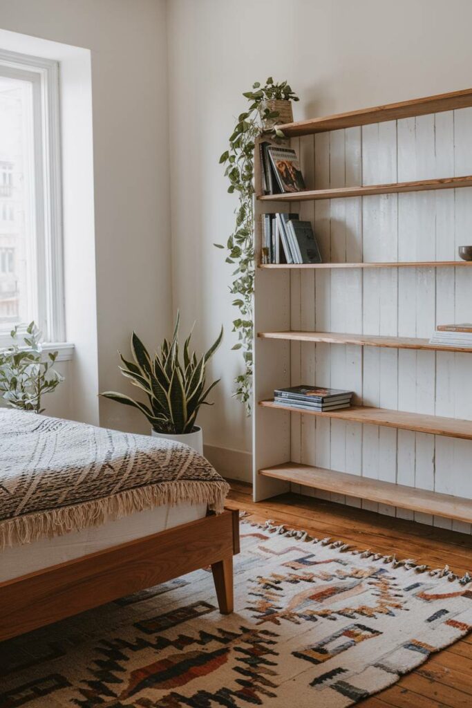 11. Geometric Pattern Rug Bohemian Bedroom