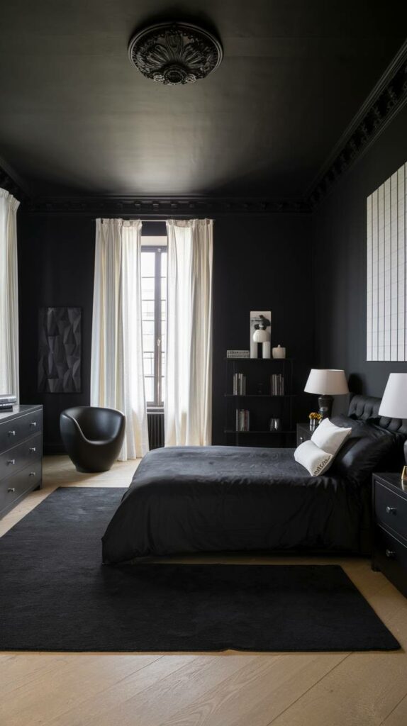 11. Modern All-Black Bedroom