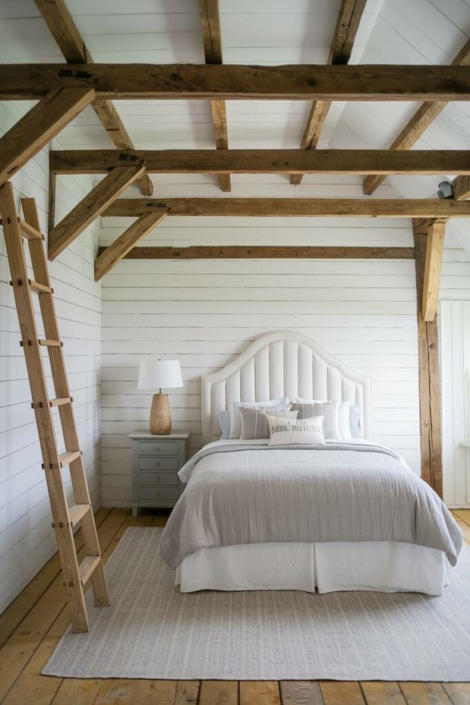 11. Rustic Ladder Farmhouse Bedroom