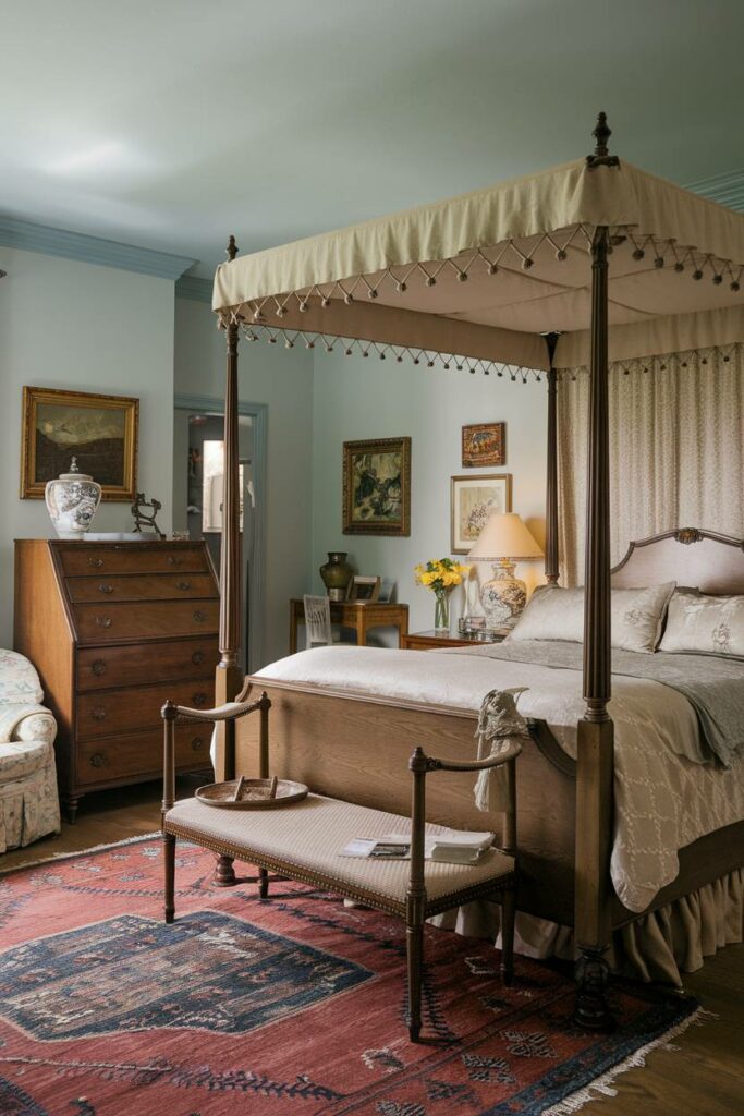 12. Light Blue Walls Traditional Bedroom Design