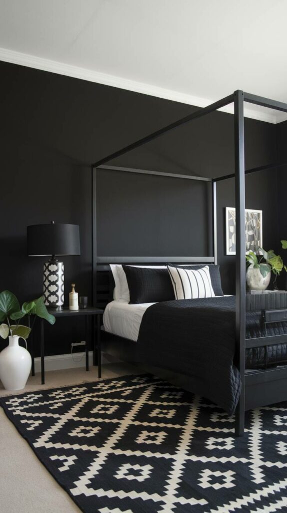 12. Minimalist Black Bedroom