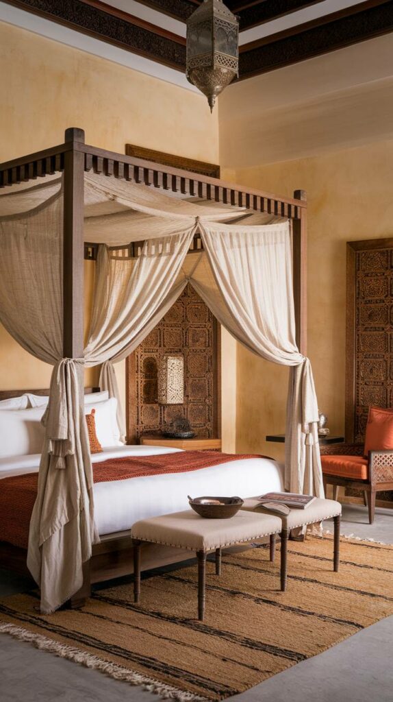 12. Warm Color Palette Moroccan Bedroom