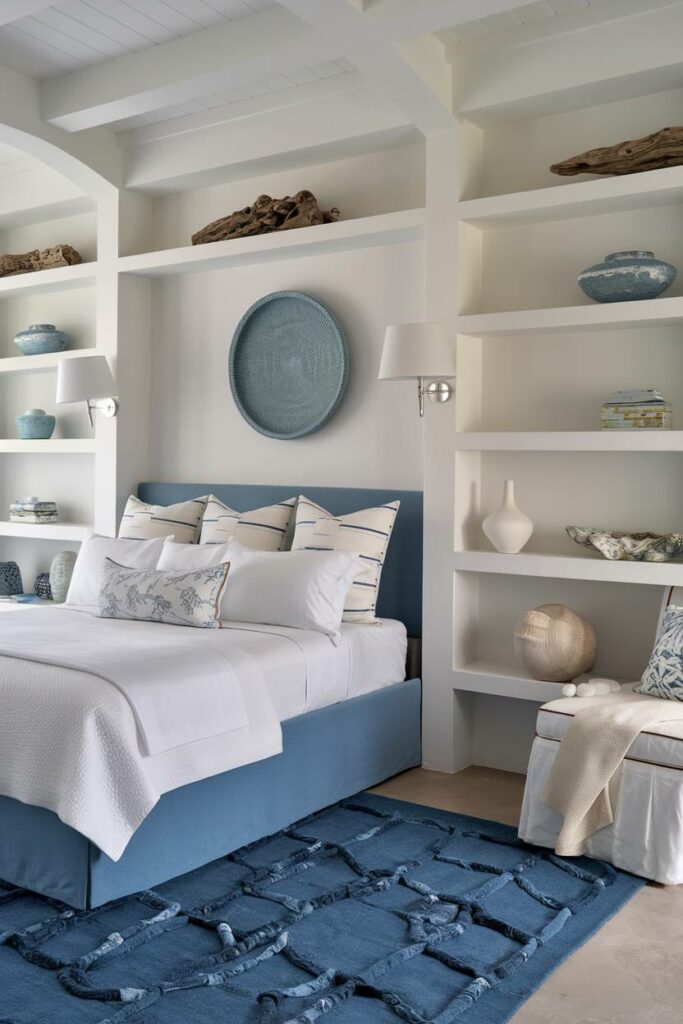 13. Driftwood and Seashells Coastal Bedroom Design