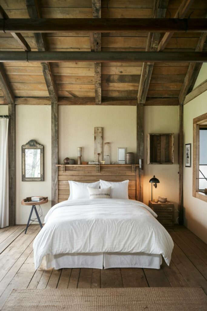 16. Beige Walls Farmhouse Bedroom