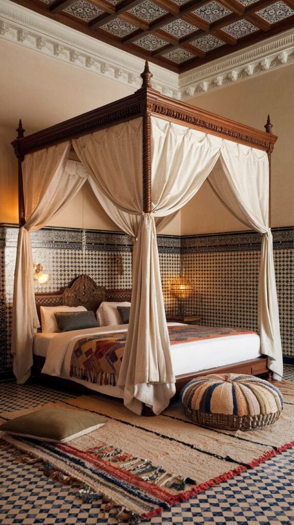 17. Central Canopy Bed Moroccan Bedroom