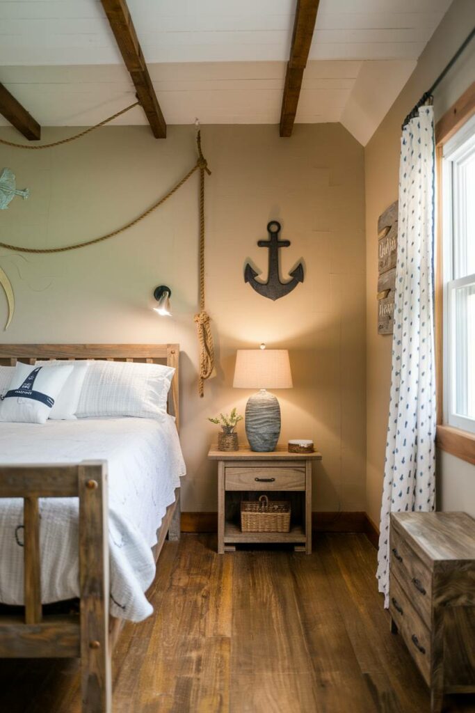 2. Nautical-Themed Farmhouse Bedroom Design Ideas