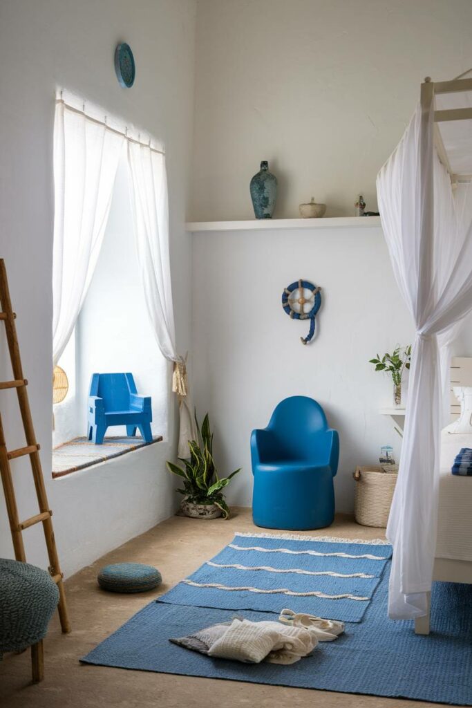 20. Canopy Bed Nautical Coastal Bedroom Design