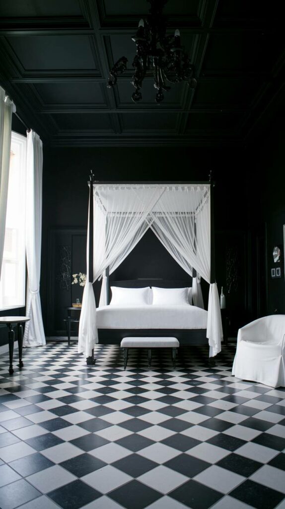 4. White Canopy Bed Black Bedroom