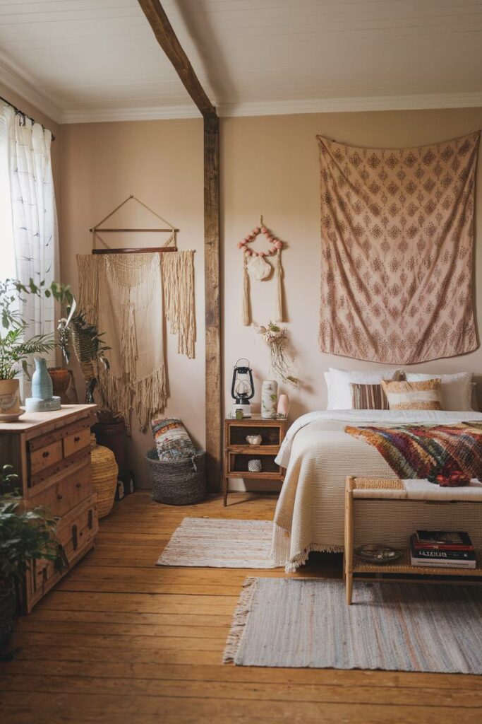 5. Rustic and Vintage Aesthetic Bohemian Bedroom