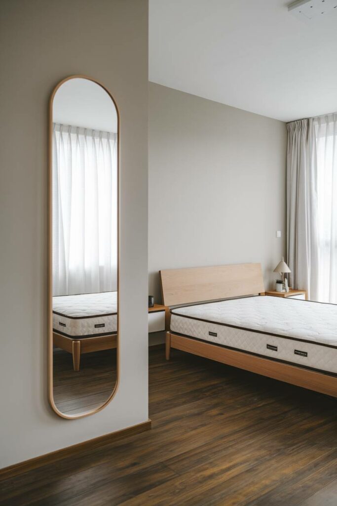 7. Full-Length Mirror Minimalist Contemporary Bedroom Design