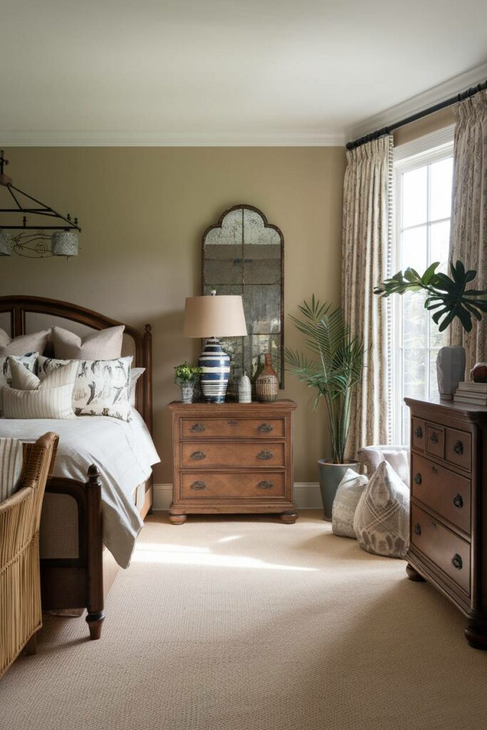 8. Beige and Brown Mix Traditional Bedroom Design