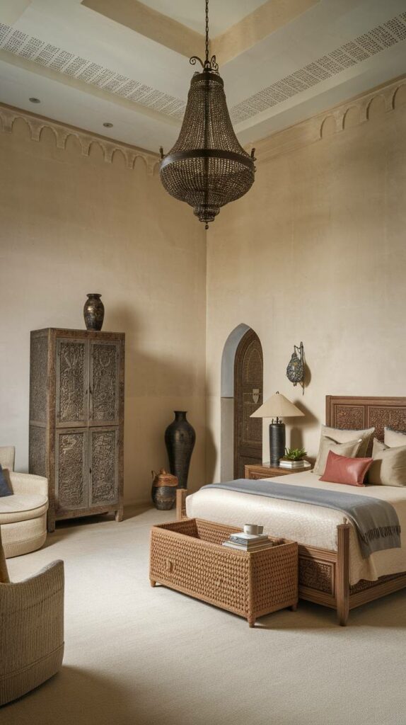 8. High Ceiling Wrought Iron Moroccan Bedroom