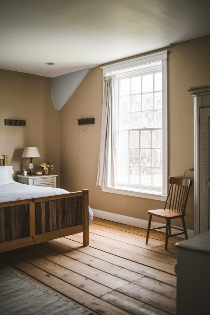 9. Soft Lighting Farmhouse Bedroom